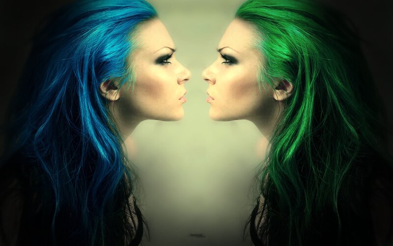 Woman with Colored Hair — Blue, Dramatic