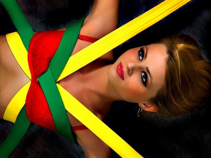 Woman with Colored Straps