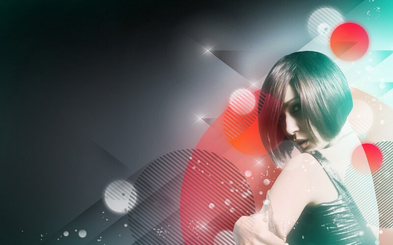 woman with colorful abstract background