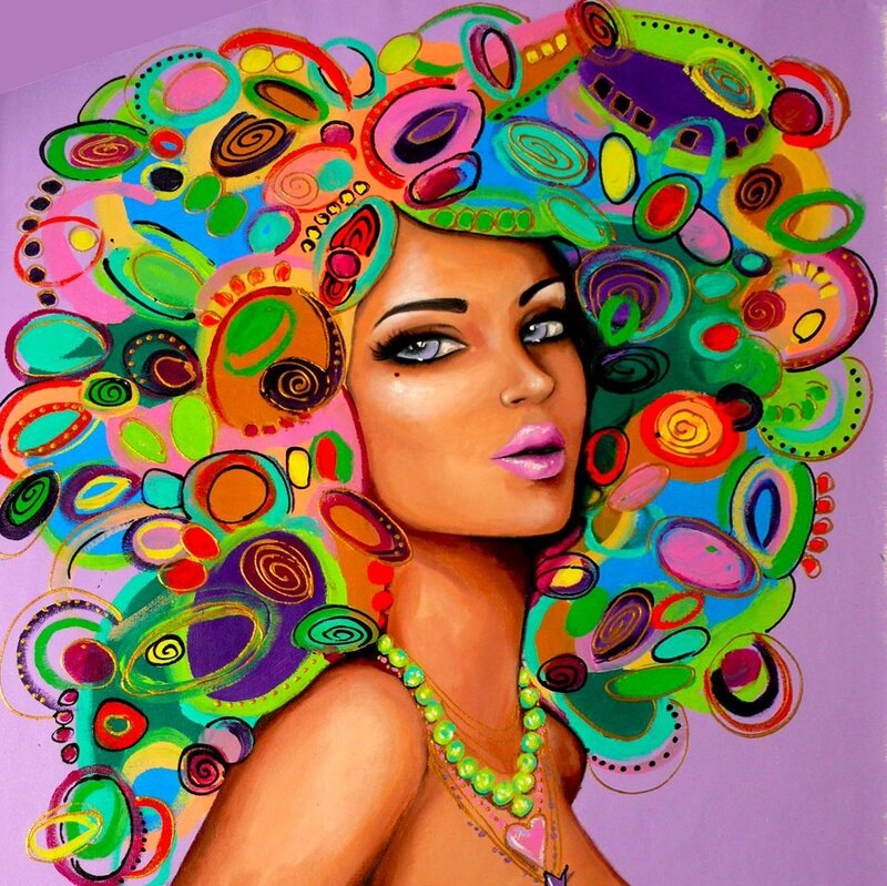 Woman with Colorful Afro