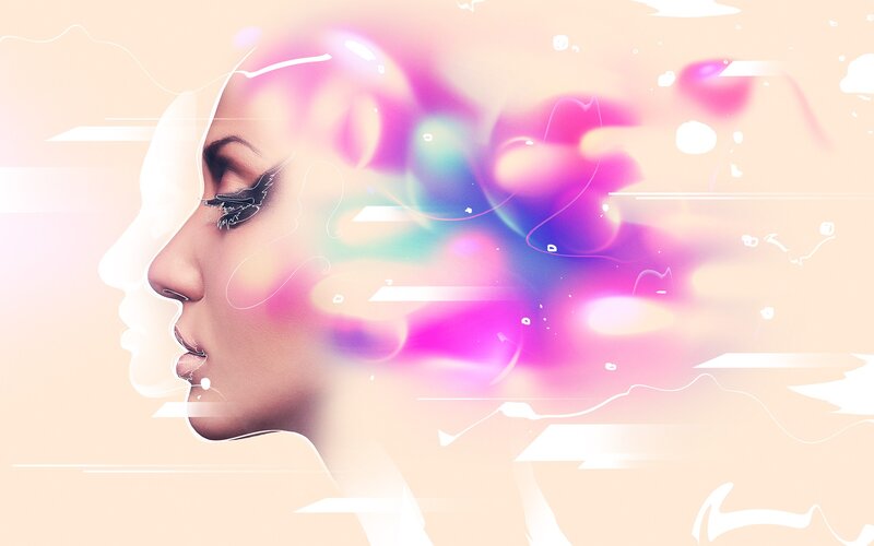 woman with colorful aura