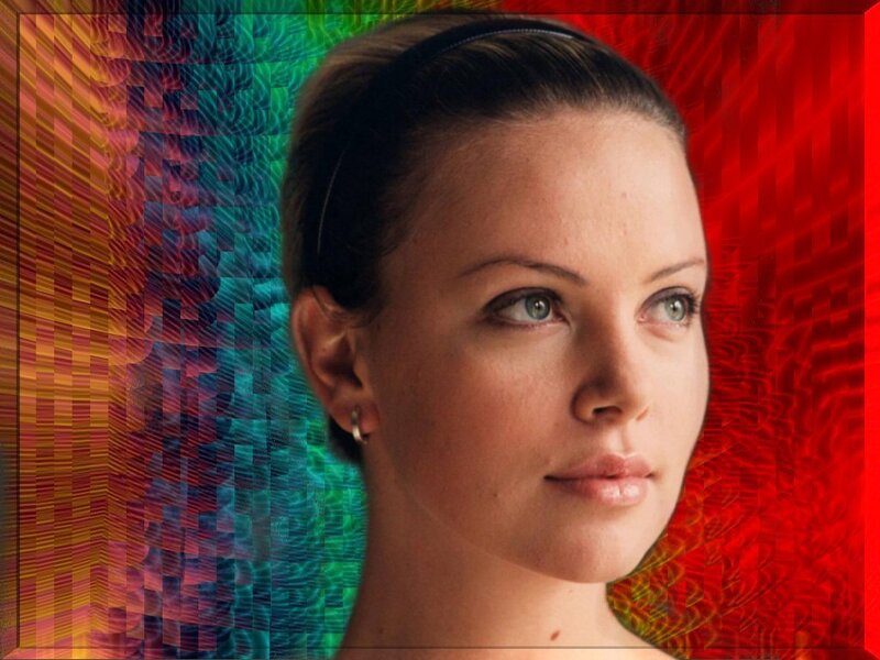 woman with colorful background