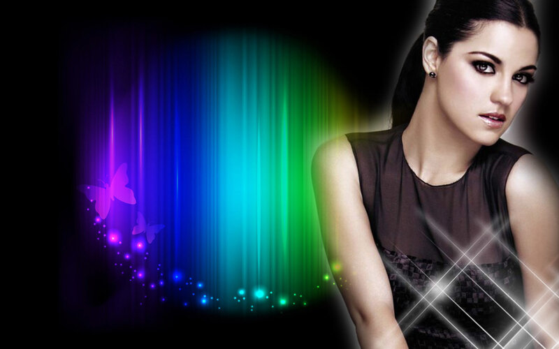 woman with colorful background