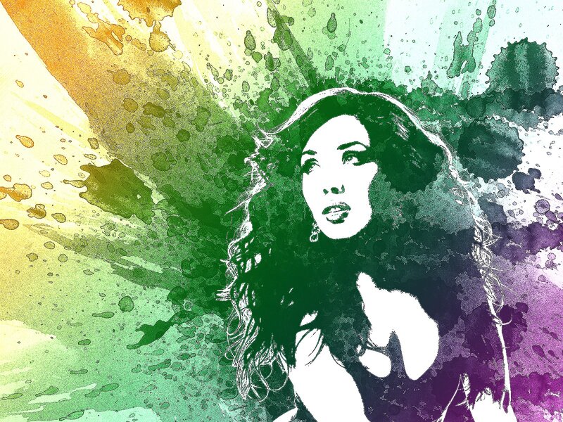 woman with colorful background