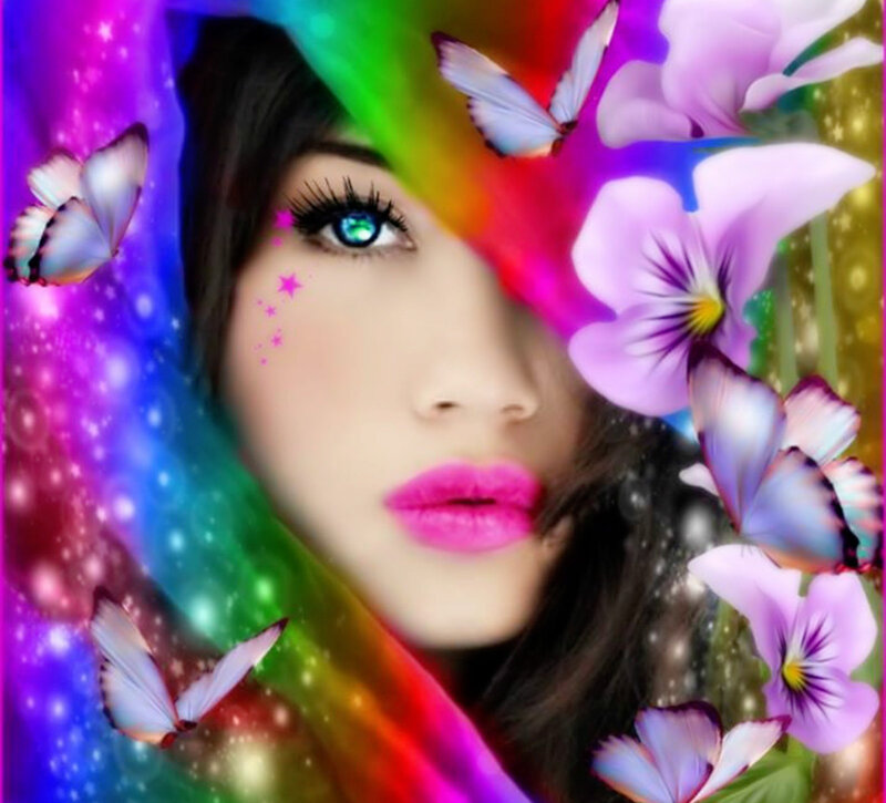 Woman with Colorful Background — Purple