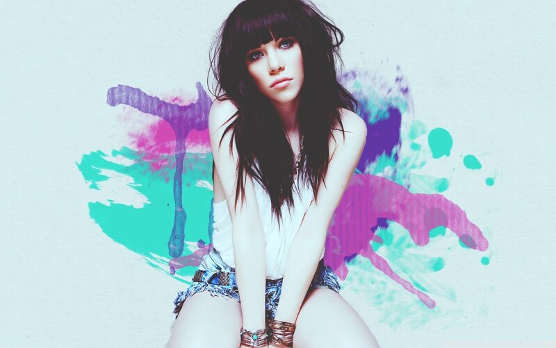 woman with colorful background