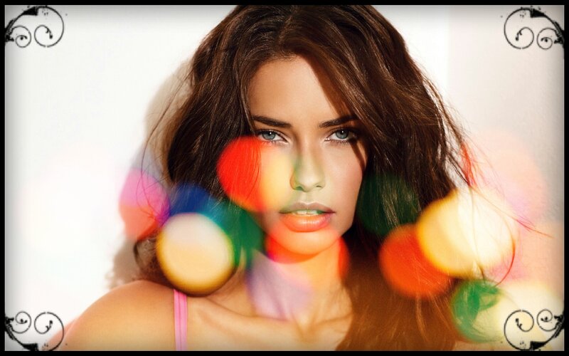woman with colorful bokeh