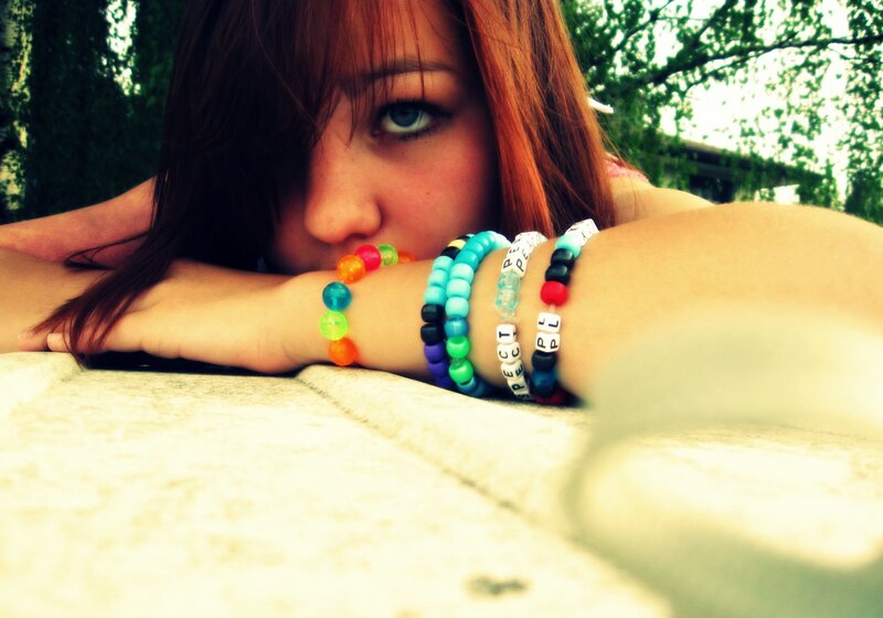woman with colorful bracelets