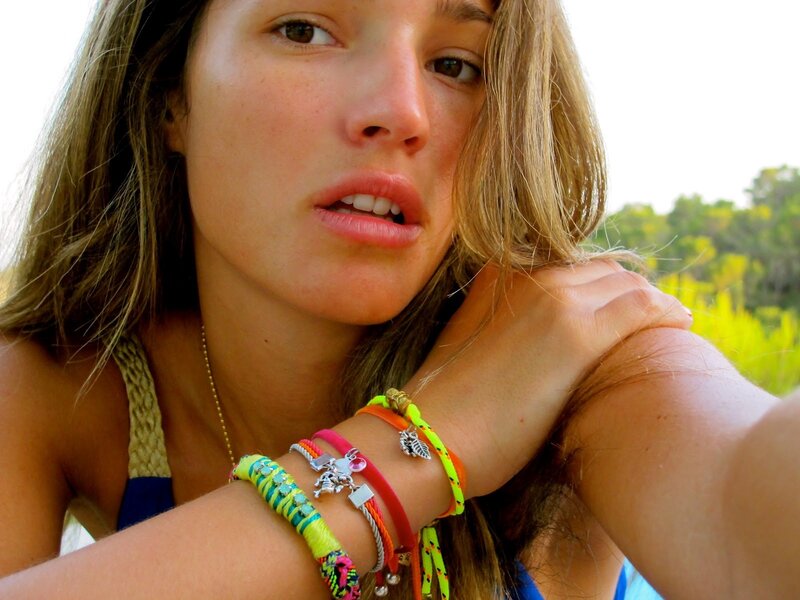 woman with colorful bracelets