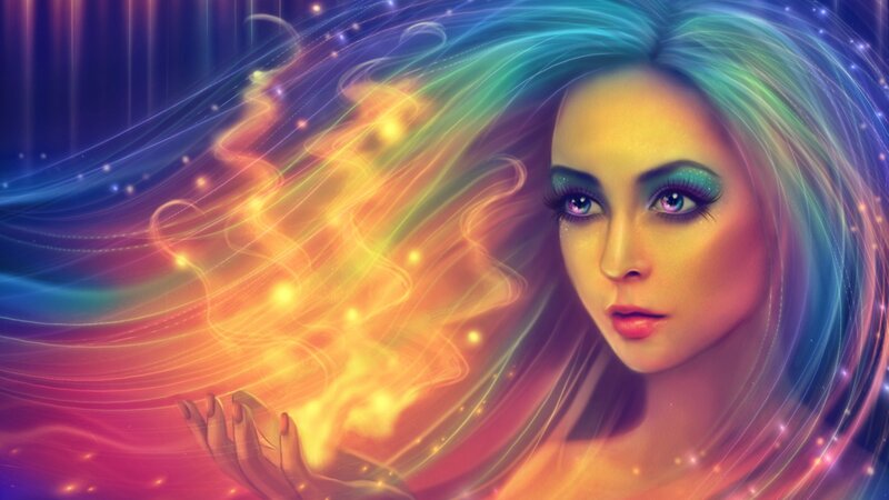 woman with colorful energy