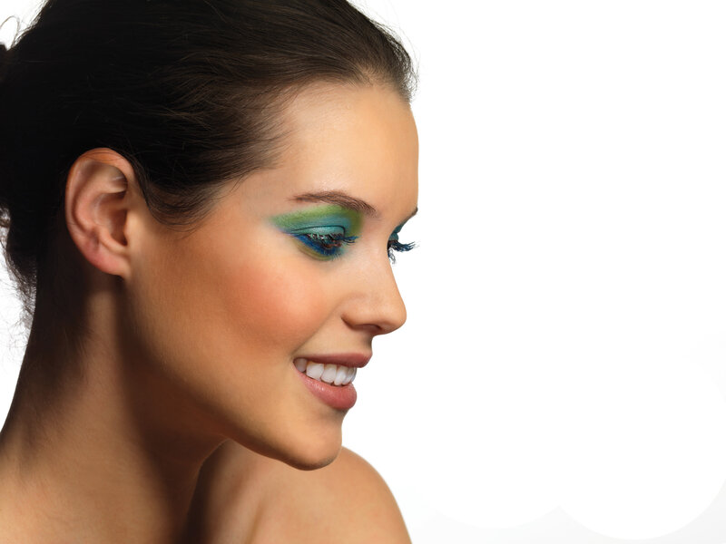 woman with colorful eye makeup