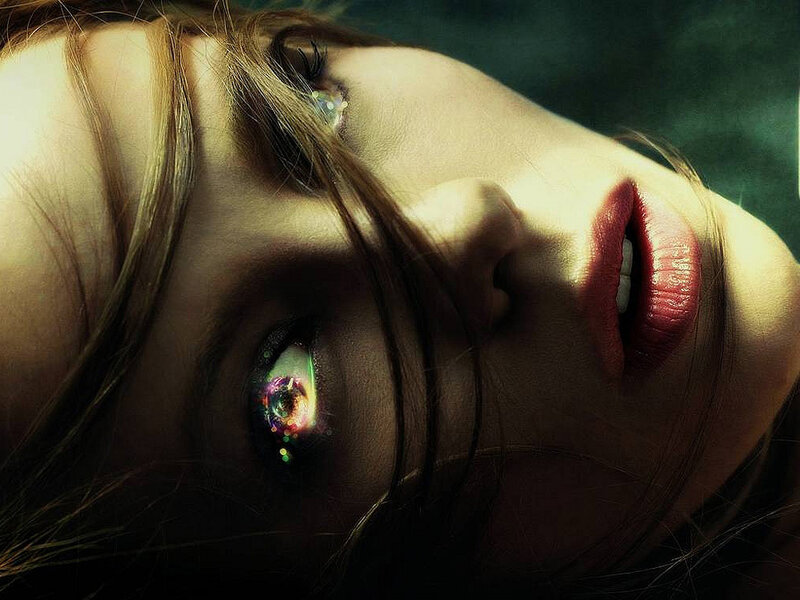 woman with colorful eyes