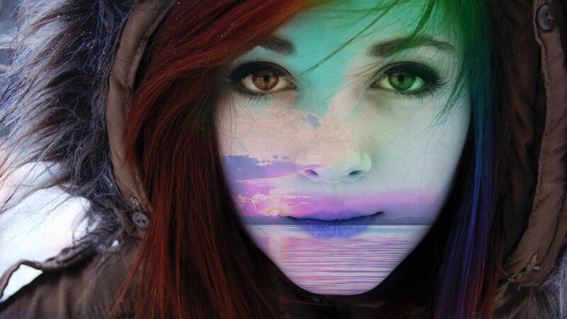 woman with colorful face art