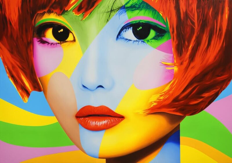 Woman with Colorful Face — Blue