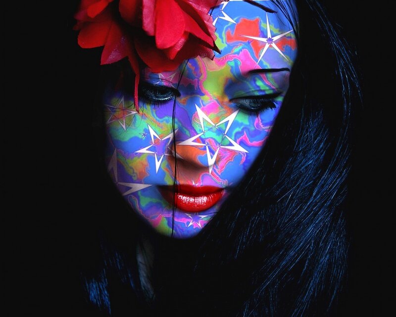 woman with colorful face paint