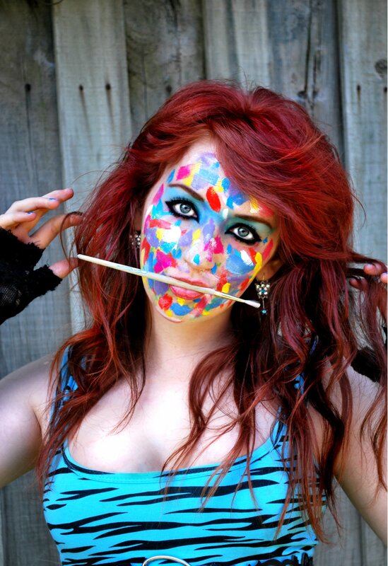 woman with colorful face paint