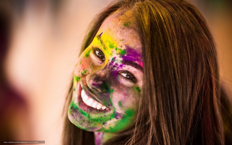 Woman with Colorful Face Paint — Green