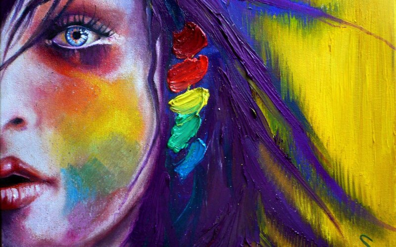 Woman with Colorful Face — Yellow