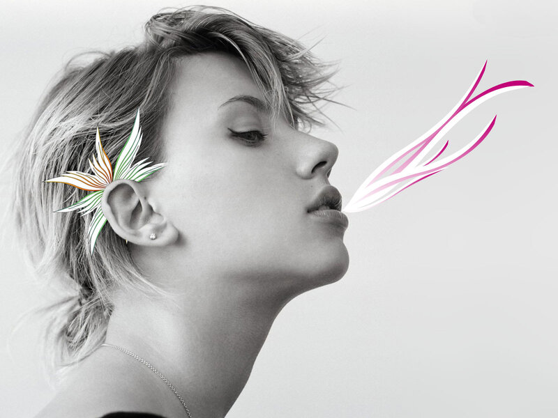 woman with colorful flower design