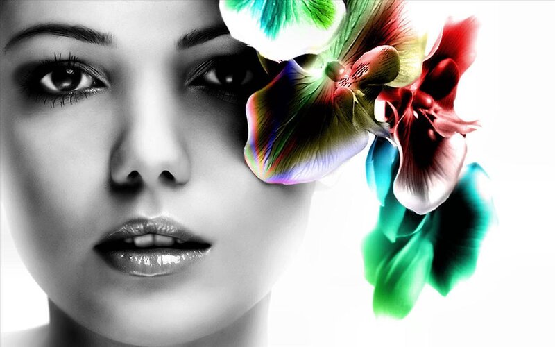 Woman with Colorful Flower