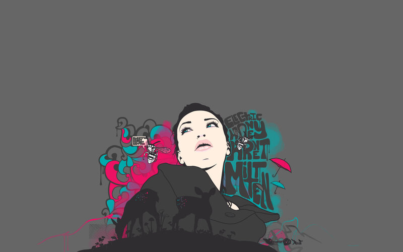woman with colorful graffiti art
