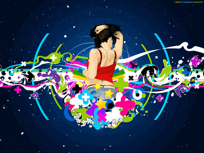 Woman with Colorful Graphics — Blue