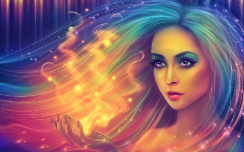 woman with colorful hair and energy