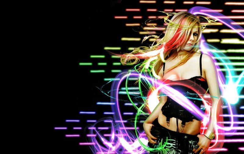 Woman with Colorful Hair — Black, Energetic