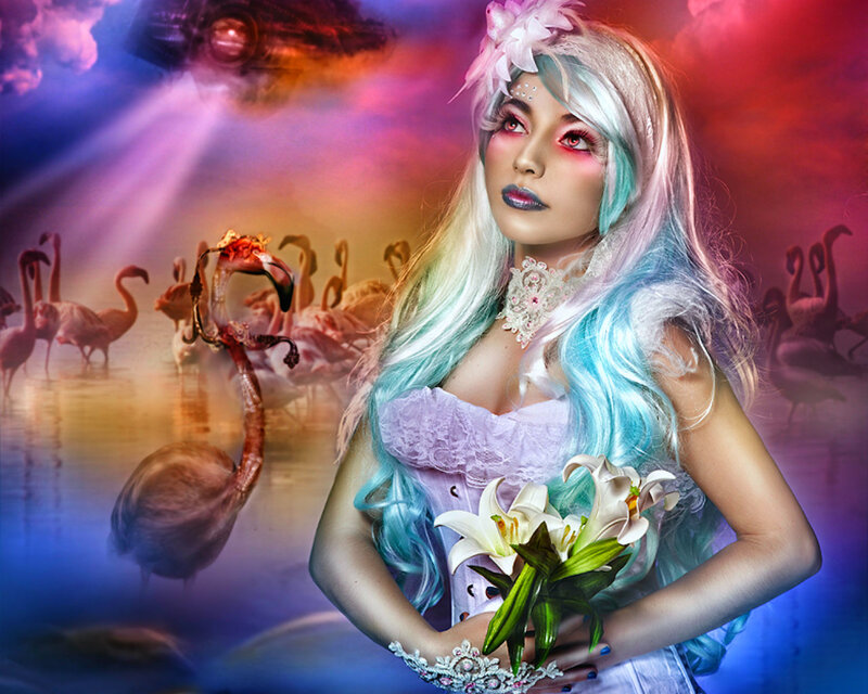 Woman with Colorful Hair — Blue, Fantastical