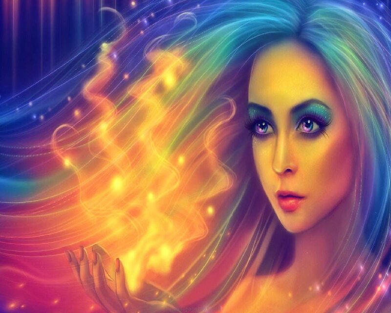 Woman with Colorful Hair — Blue, Fantasy