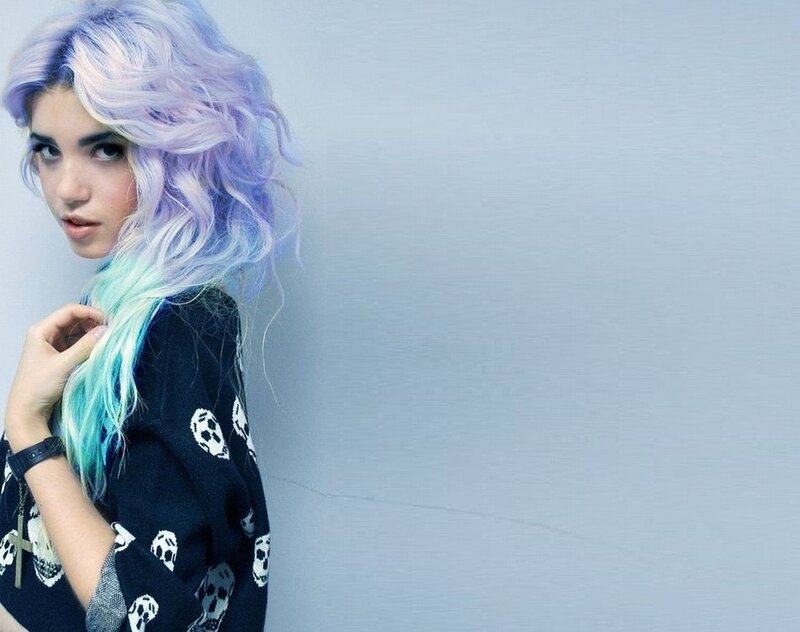 Woman with Colorful Hair — Blue, Neutral