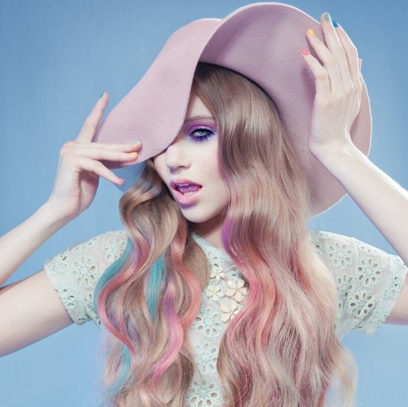 Woman with Colorful Hair — Blue, Playful