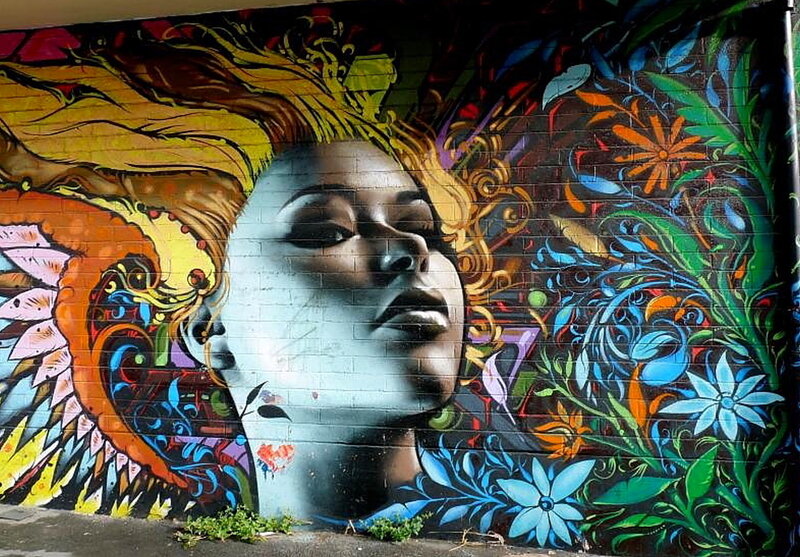 Woman with Colorful Hair — Blue, Vibrant