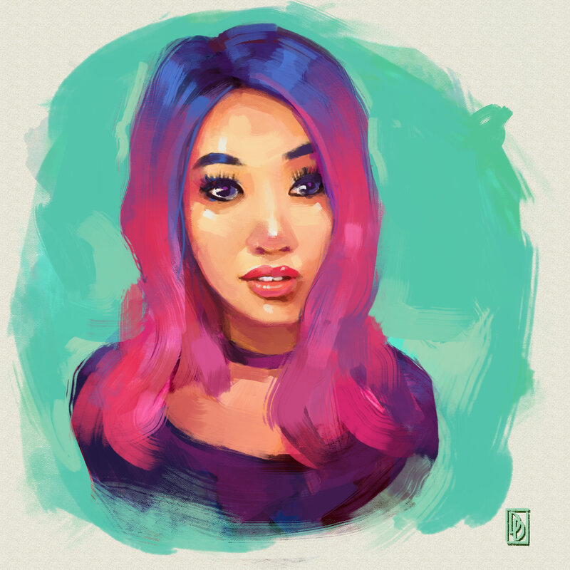 Woman with Colorful Hair — Pink, Calm