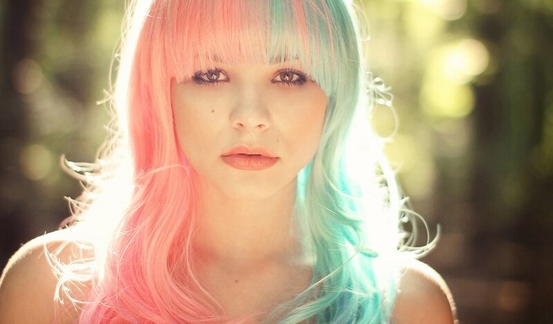 Woman with Colorful Hair — Pink, Serene, Afternoon