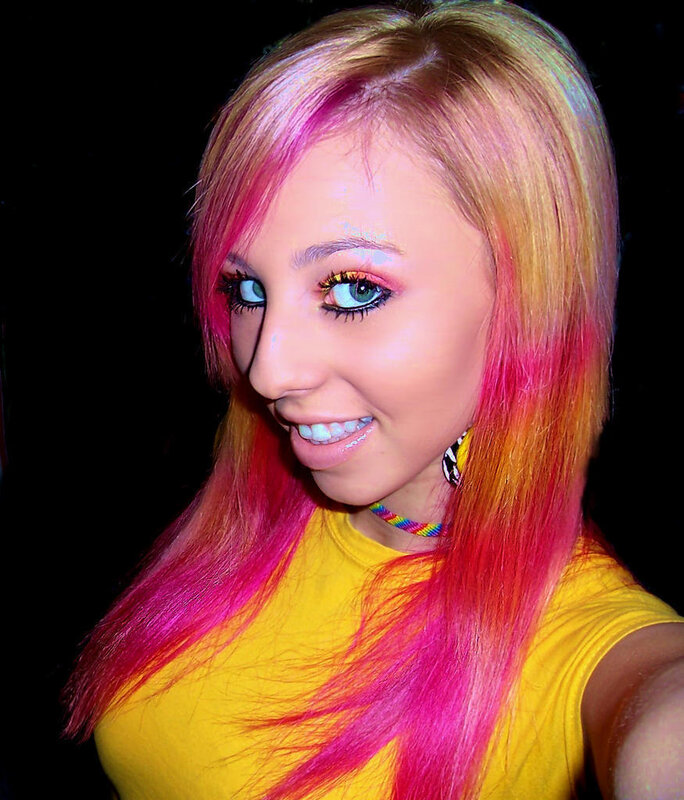Woman with Colorful Hair — Pink, Vibrant, Night