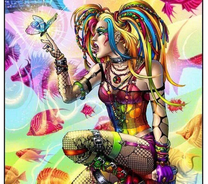 Woman with Colorful Hair — Rainbow, Vibrant
