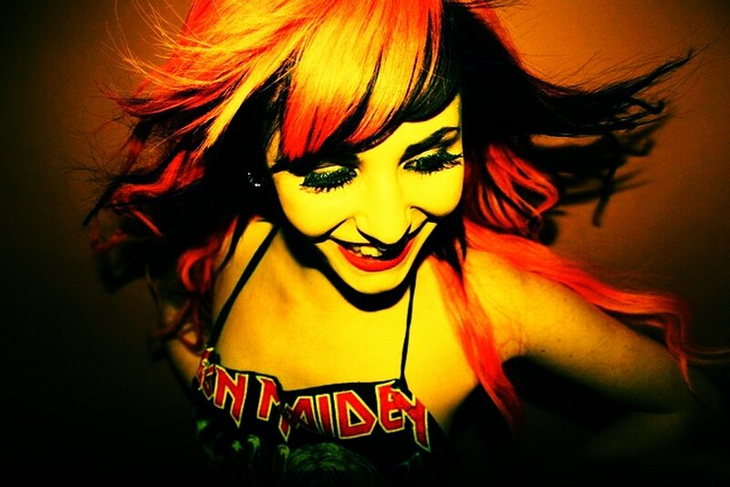 Woman with Colorful Hair — Red, Dramatic, Photograph, Top
