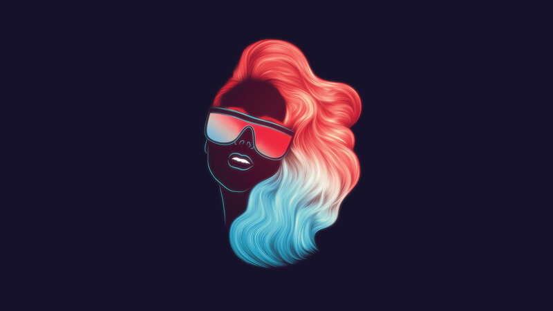Woman with Colorful Hair — Red, Stylish