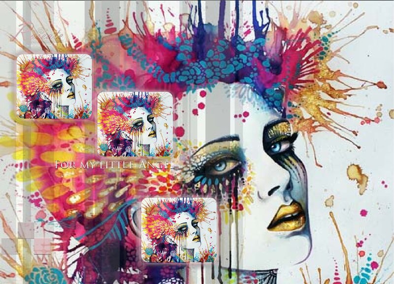 Woman with Colorful Hair — White, Dramatic