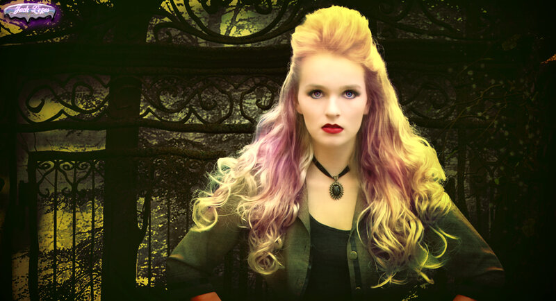 Woman with Colorful Hair — Yellow, Dramatic, Night