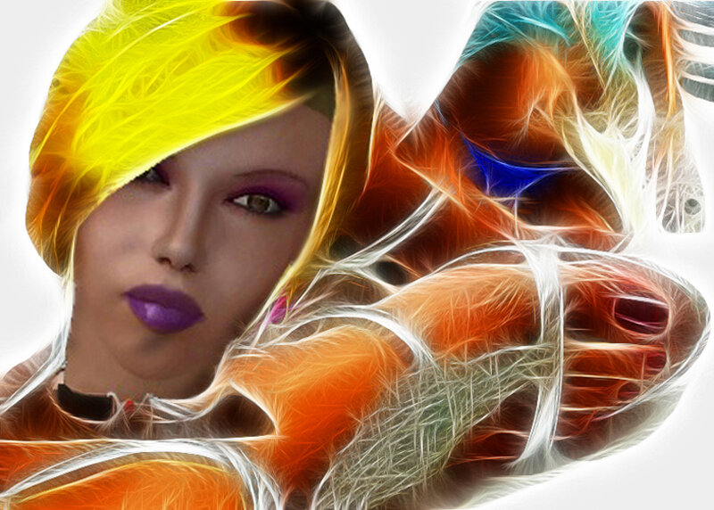 Woman with Colorful Hair — Yellow, Dramatic