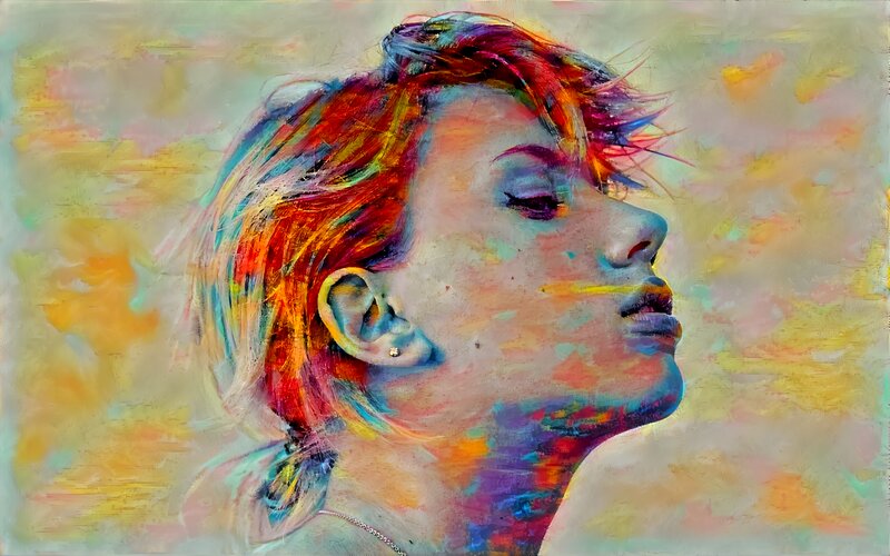 Woman with Colorful Hair — Yellow, Serene
