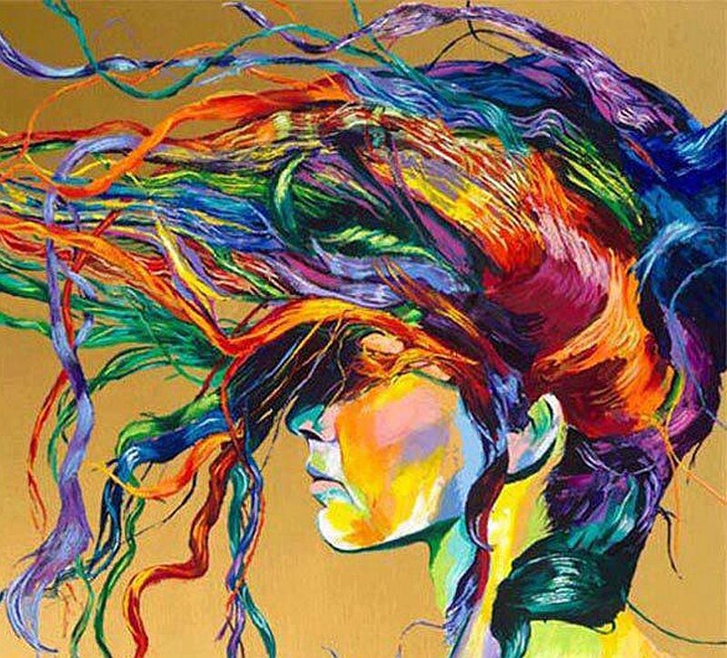 Woman with Colorful Hair — Yellow, Vibrant