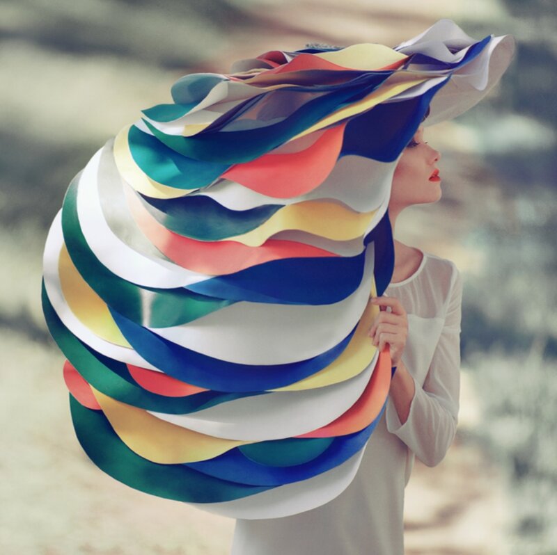 Woman with Colorful Hat — White