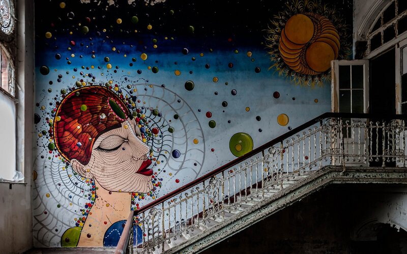 Woman with Colorful Head