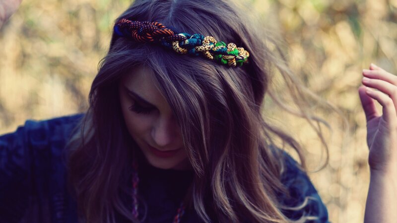 woman with colorful headband