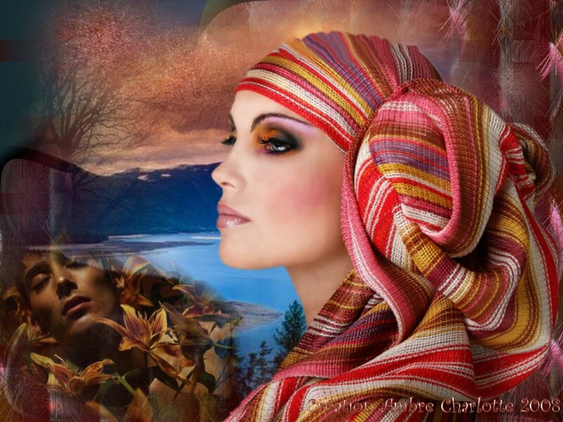 woman with colorful headscarf