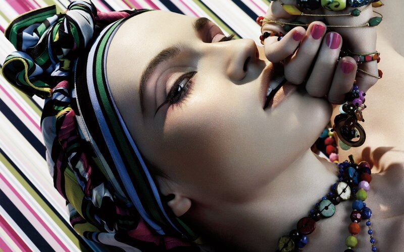 woman with colorful headscarf