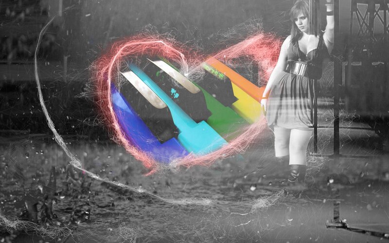 woman with colorful heart